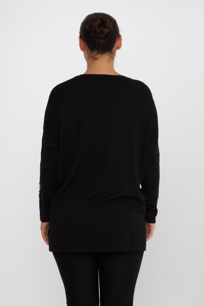 Pull en tricot avec broderie de pierres à manches longues noir - 30527 | KAZEE (Lot de 4 L-XL-2XL-3XL) - 5