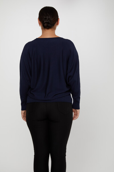 Pull En Maille Tulle Manches Longues Bleu Marine - 30902 | KAZEE (Lot de 4 L-XL-2XL-3XL) - 4