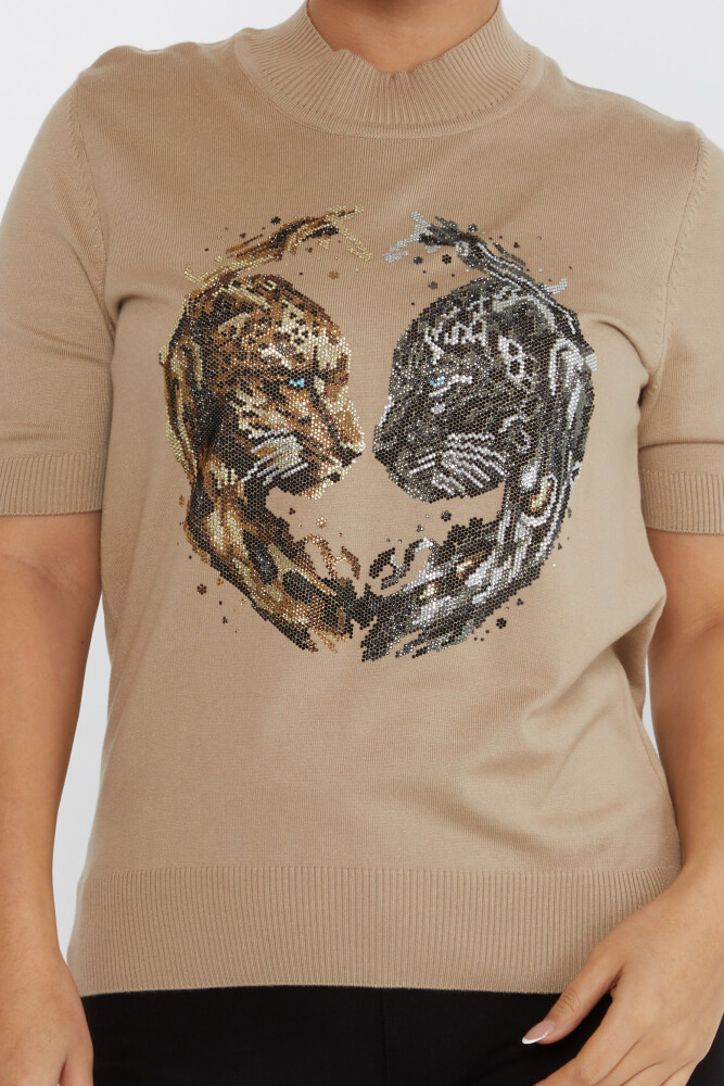 Tricoturi Pulover Tiger Stone Brodat Maneca scurta Bej - 30463 | KAZEE (Set de 4 L-XL-2XL-3XL) - 3