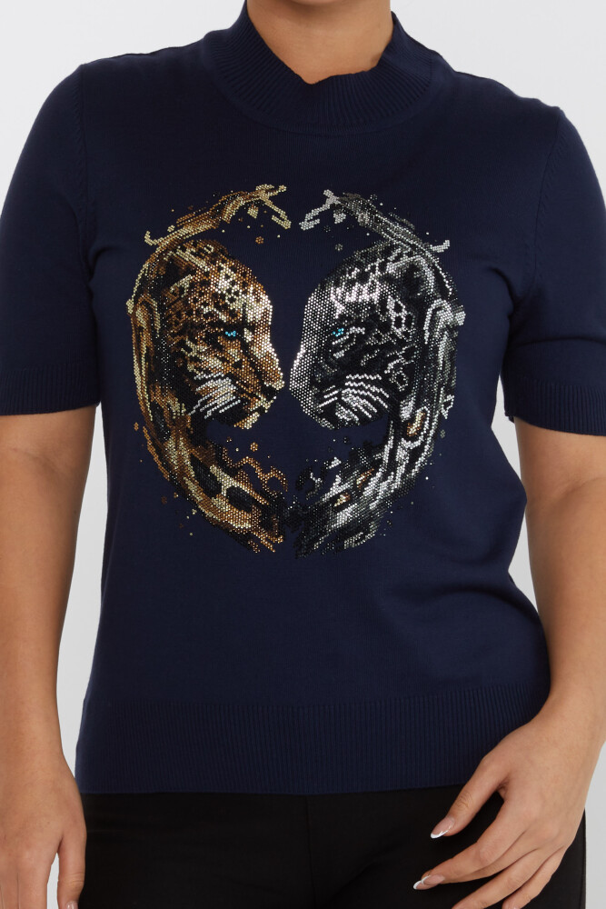 Tricoturi Pulover Tiger Stone Brodat Maneca scurta Bleumarin - 30463 | KAZEE (Set de 4 L-XL-2XL-3XL) - 3