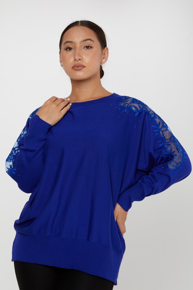 Tricotaj Pulover Umăr Tulle Modele mâneci Detaliat Saks - 30767 | KAZEE (Set de 4 L-XL-2XL-3XL) - 1