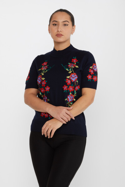 Triko Kazak Çiçek İşlemeli Lacivert - 15876 | KAZEE (4'lü Set L-XL-2XL-3XL) - 2