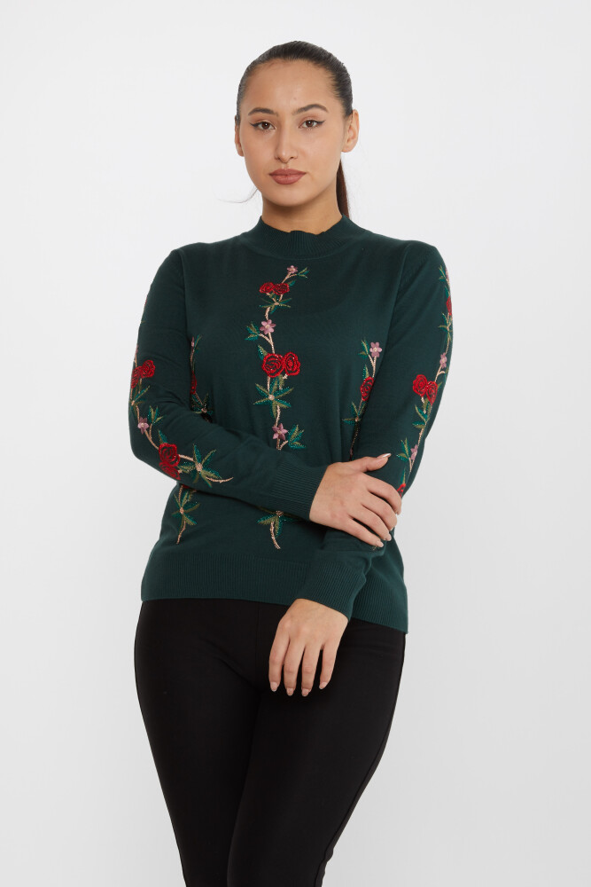 Triko Kazak Gül Nakışlı Nefti - 16285 | KAZEE (3'lü Set L-XL-2XL) - 2