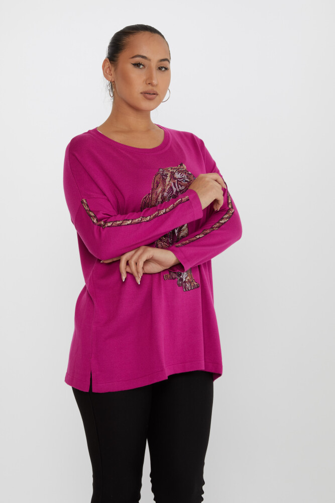 Triko Kazak Kaplan Desenli Fuşya - 30746 | KAZEE (4'lü Set L-XL-2XL-3XL) - 2