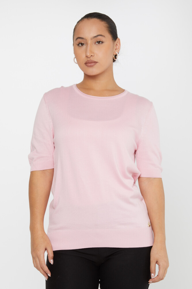 Triko Kazak Kısa Kollu Açık Pembe - 16271 | KAZEE (4'lü Set L-XL-2XL-3XL) - 1