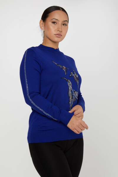 Triko Kazak Kuş Desenli Saks - 31038 | KAZEE (4'lü Set L-XL-2XL-3XL) - 2