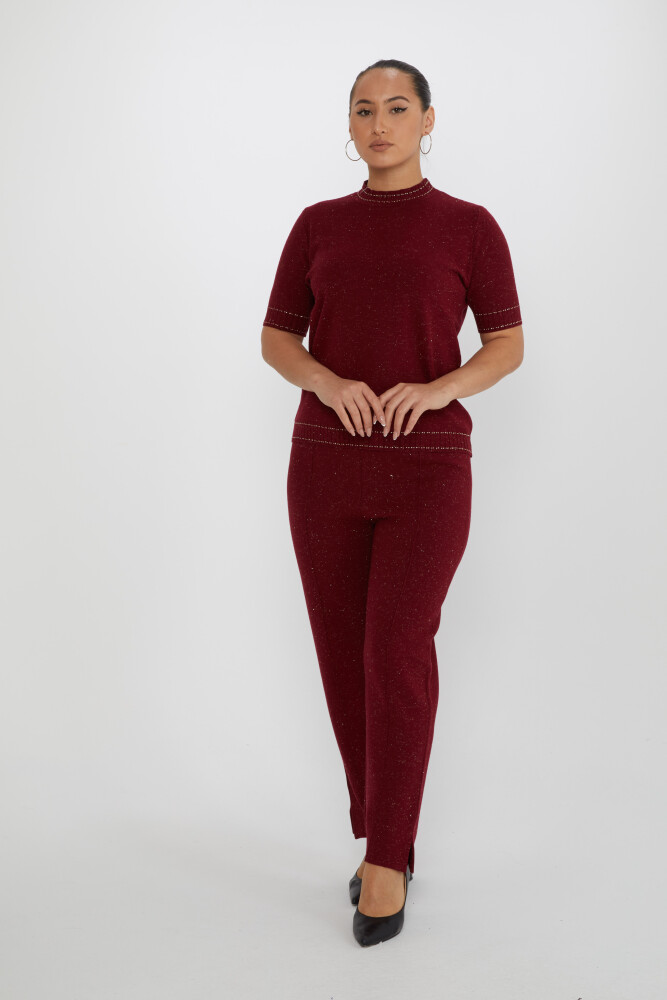 Triko Pantolon Beli Lastikli Bordo - 31527 | KAZEE (3'lü Set M-L-XL) - 1