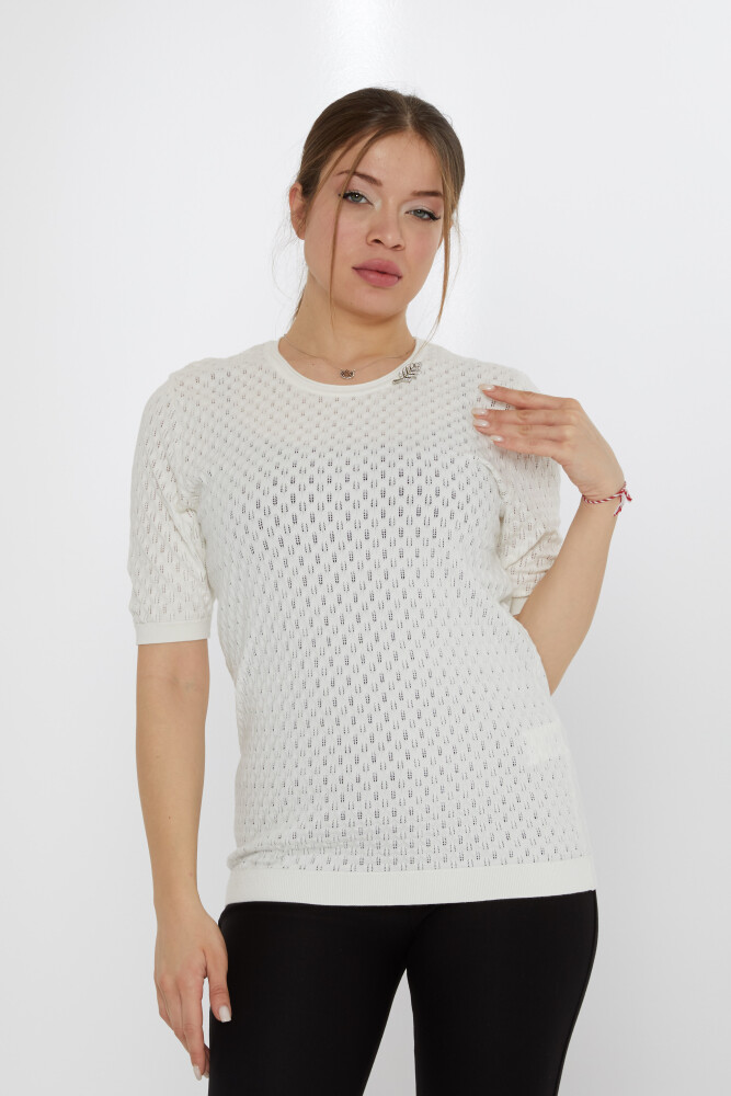 Трикотаж Свитер с брошью-Листом цвета экрю - 31811 | KAZEE (Набор из 3 шт. M-L-XL) - 2