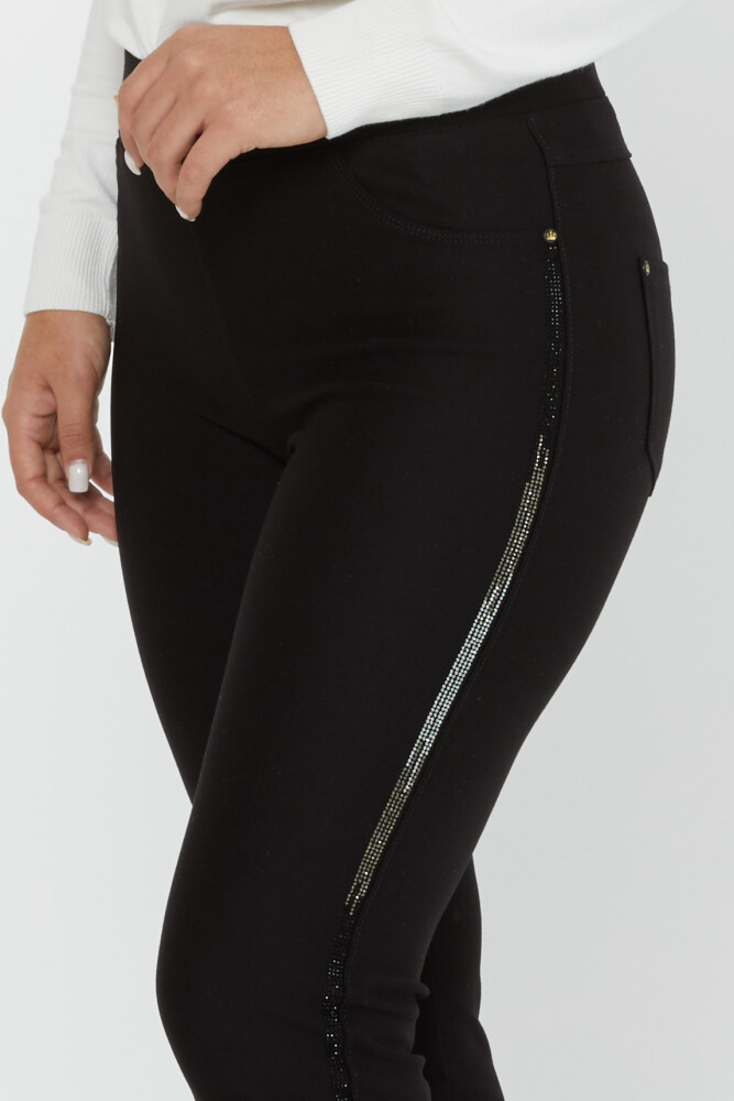 Trousers Stripe Stone Embroidered Black - 3723 | KAZEE (Set of 4 40-42-44-46) - 4