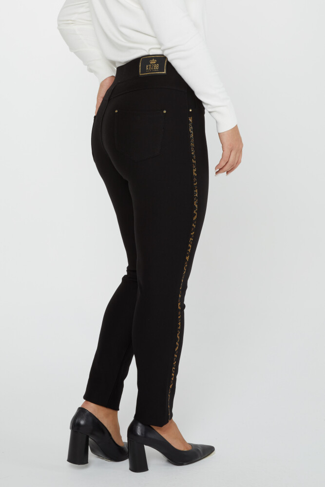 Trousers Stripe Stone Embroidered Black - 3727 | KAZEE (Set of 4 42-44-46-48) - 5