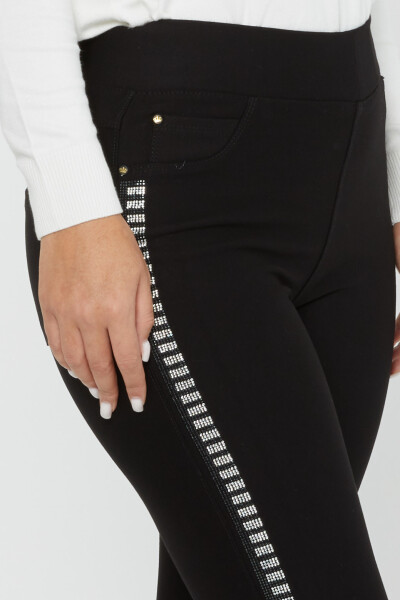 Trousers Stripe Stone Embroidered Black - 3748 | KAZEE (Set of 4 42-44-46-48) - 4