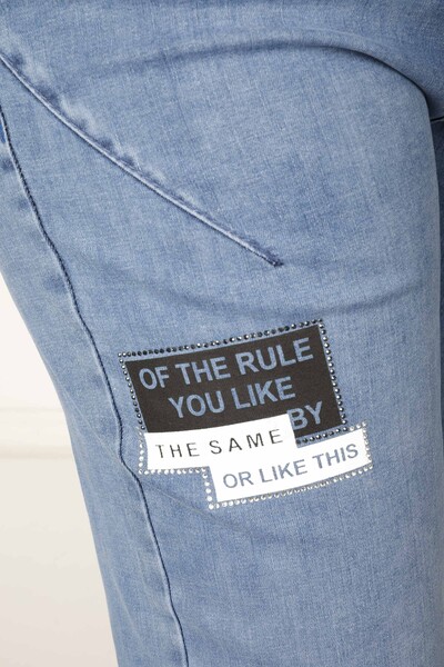 Trousers Text Detail Blue - 3677 | KAZEE (Set of 4 42-44-46-48) - 3