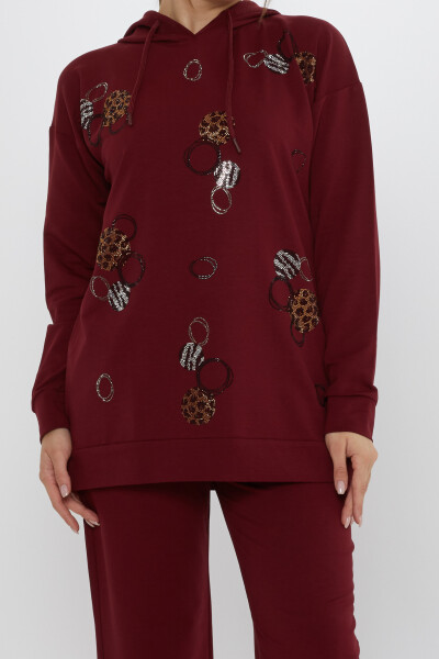 Tuta da ginnastica con motivo a pietra rosso bordeaux - 17898 | KAZEE (Set di 3 M-L-XL) - 4