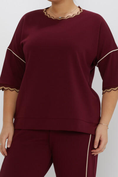 Tuta ricamata con dettagli rosso bordeaux - 17865 | KAZEE (Set di 3 L-XL-2XL) - 2