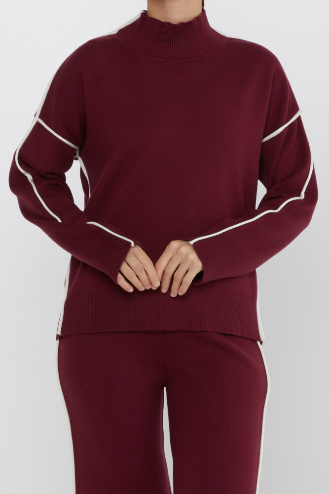 Two Piece Set Long Sleeve Claret Red - 31609 | KAZEE (3 Piece Set S-M-L) - 4