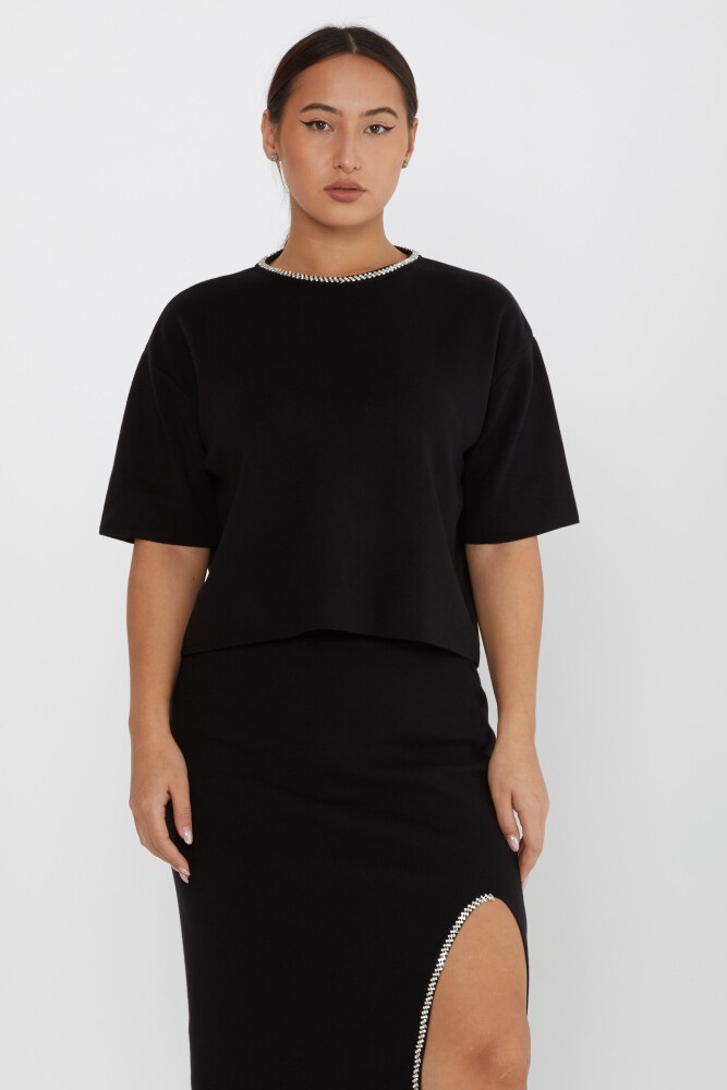 Two Piece Set Slit Detail Black - 31302 | KAZEE (Set of 3 S-M-L) - 3