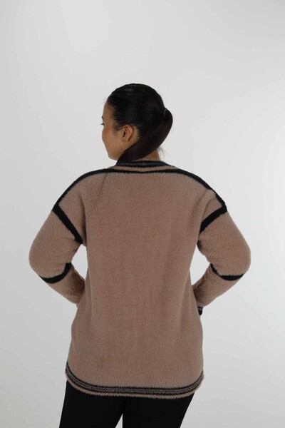 Langärmliger Angora-Cardigan mit V-Ausschnitt und Knöpfen, Nerzschwarz – 30784 | KAZEE (3er-Set M L XL) - Thumbnail