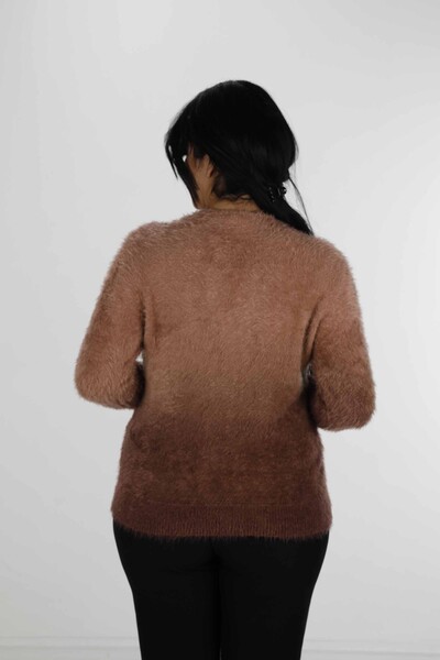 V Neck Long Sleeve Angora Sweater Brown - 31013 | KAZEE (Set of 3 S-M-L) - Thumbnail