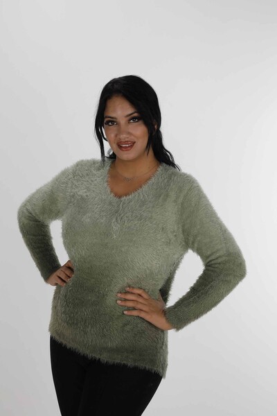 V Neck Long Sleeve Angora Sweater Khaki - 31013 | KAZEE (Set of 3 S-M-L) - Thumbnail