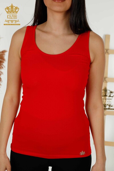 Camicetta da donna all'ingrosso senza maniche Basic Red - 79262 | KAZEE - 2