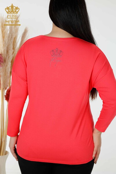 Venta al por mayor Blusa de Mujer Crystal Stone Bordado Coral - 77935 | kazee - 6