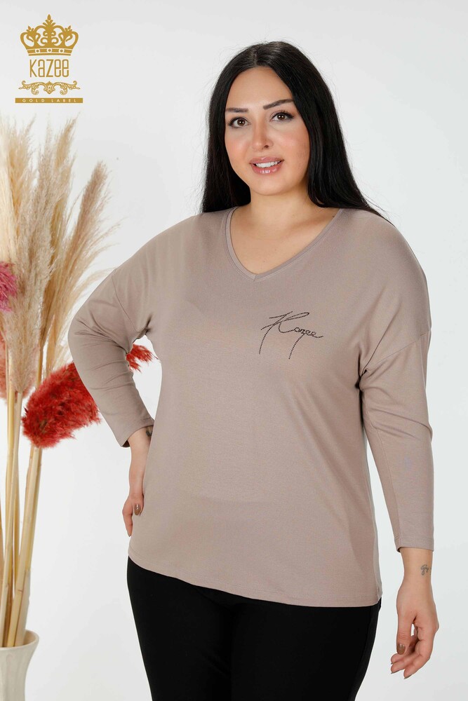 Venta al por mayor Blusa de Mujer Crystal Stone Bordado Mink - 77935 | kazee - 1