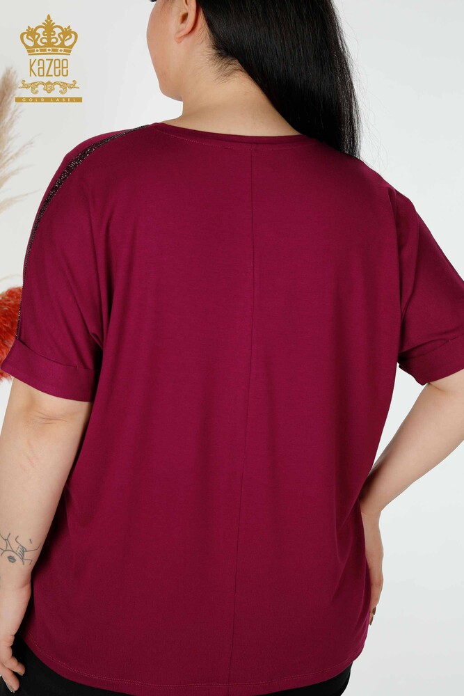 Venta al por mayor Blusa Mujer Color Piedra Bordada Morada - 78913 | kazee - 7