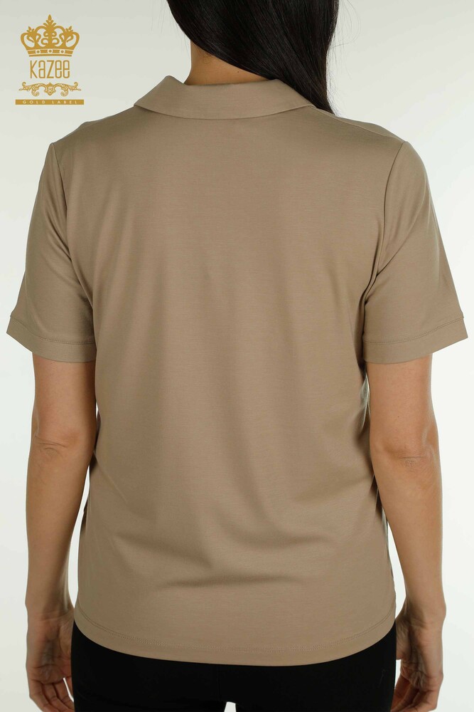 Venta al por mayor Blusa de Mujer Cuello Polo Beige - 79503 | KAZEE - 7