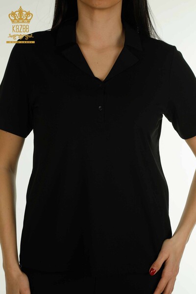 Venta al por mayor Blusa de Mujer Cuello Polo Negro - 79503 | KAZEE - 2