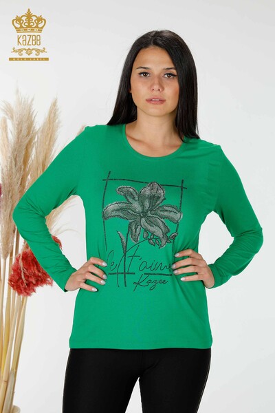 Venta al por mayor Blusa Mujer Estampado Floral Verde - 79014 | kazee 