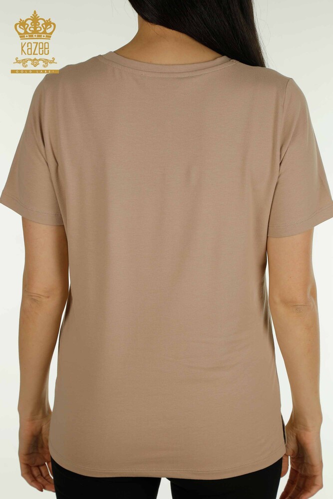 Venta al por mayor Blusa de Mujer Manga Corta Beige Oscuro - 79563 | KAZEE - 7