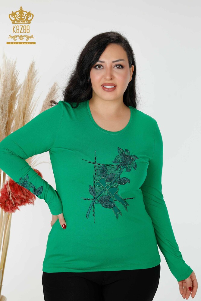 Venta al por mayor Blusa Mujer Piedra Bordada Verde - 79011 | kazee - 1