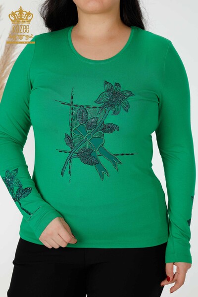 Venta al por mayor Blusa Mujer Piedra Bordada Verde - 79011 | kazee - 2