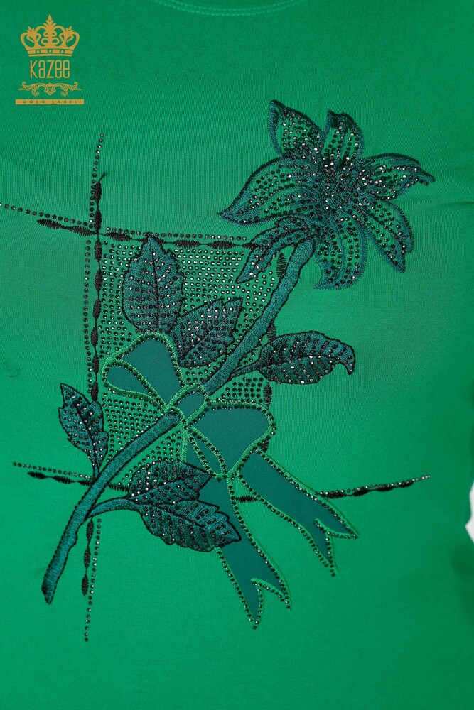 Venta al por mayor Blusa Mujer Piedra Bordada Verde - 79011 | kazee - 3