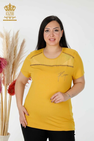 Venta al por mayor Blusa Mujer Tul Detallado Azafrán - 78996 | kazee 