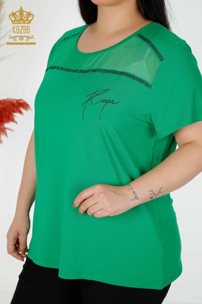 Venta al por mayor Blusa Mujer Tul Detallado Verde - 78996 | kazee - 3