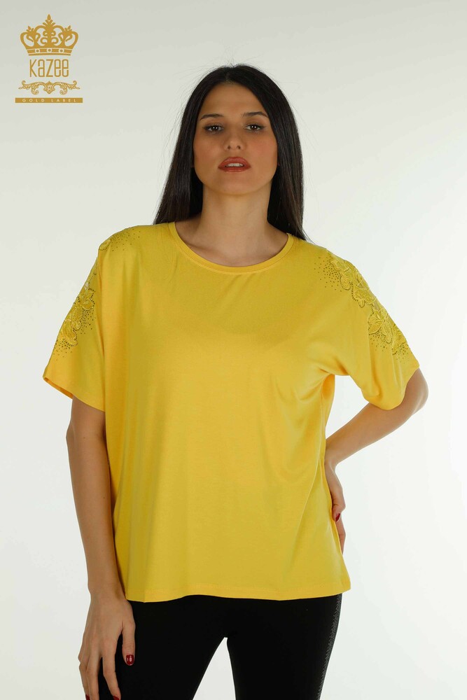 Venta al por mayor Blusa Mujer - Tul Detallado - Azafrán - 79390 | kazee - 1