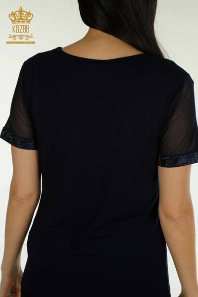 Venta al por Mayor Blusa de Mujer - Detalle Tul - Azul Marino - 79106 | kazee - 10