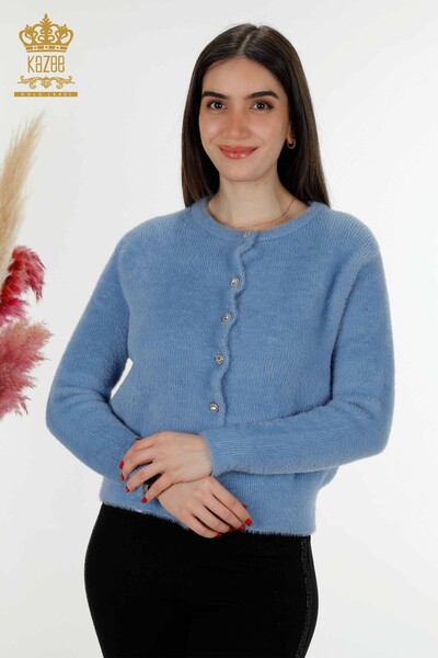 Grossiste Cardigan Femme Angora Bleu - 19099 | KAZEE - 1