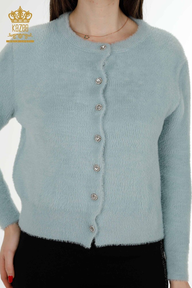 Grossiste Cardigan Femme Angora Bleu Clair - 19099 | KAZEE - 2