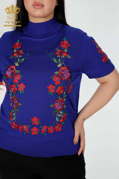 Vente en gros de pull en tricot pour femmes Saks à motifs de fleurs - 15876 | KAZEE - 2