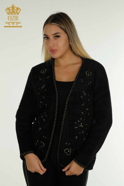 Gilet pour femmes en gros brodé noir - 30684 | KAZEE - Kazee