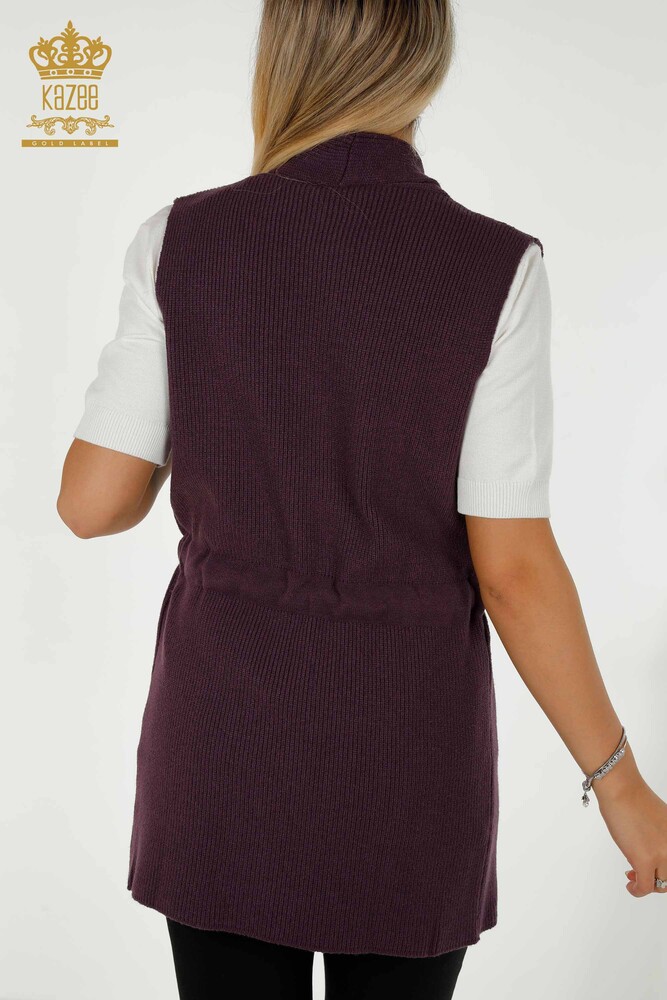 Gilet pour femmes en gros avec cravate en corde violet - 30410 | KAZEE - 6