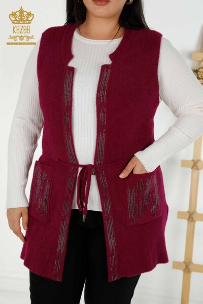 Gilet Femme En Gros Cristal Brodé Violet - 30495 | KAZEE - 2