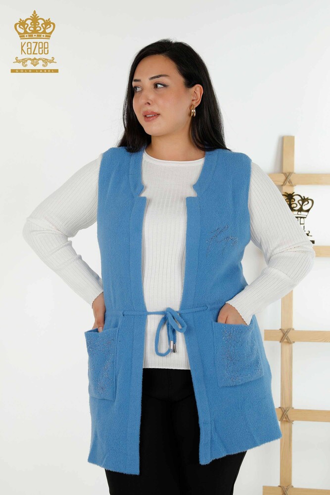 Grossiste Gilet Femme Deux Poches Bleu - 30582 | KAZEE - 1