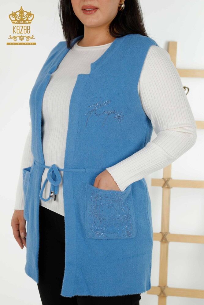 Grossiste Gilet Femme Deux Poches Bleu - 30582 | KAZEE - 2