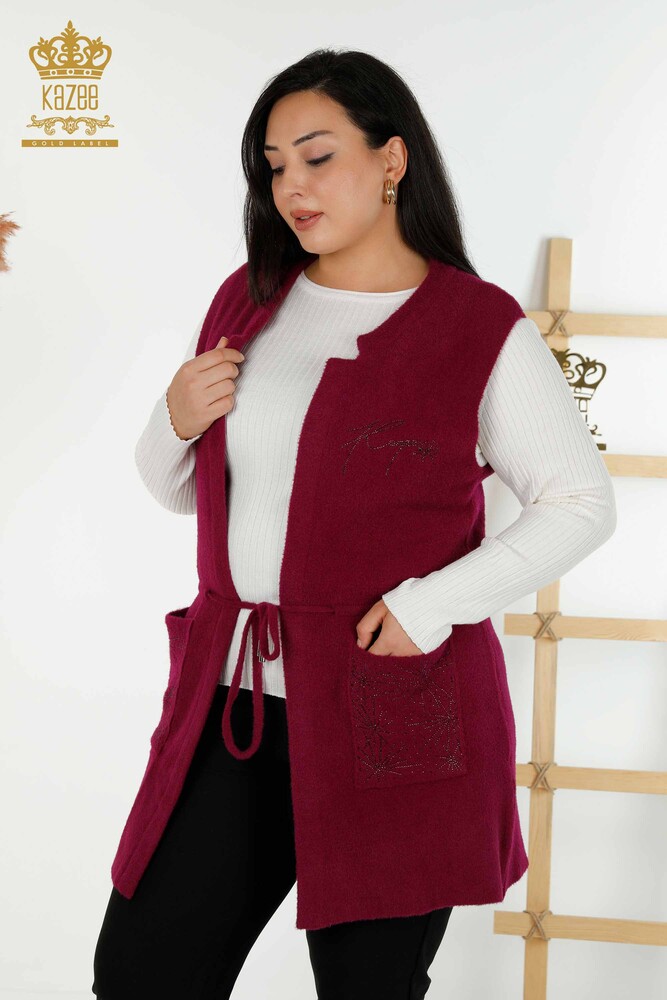 Gilet Deux Poches Pour Femmes En Gros Violet - 30582 | KAZEE - 1