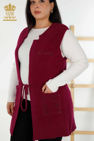 Gilet Deux Poches Pour Femmes En Gros Violet - 30582 | KAZEE - 2