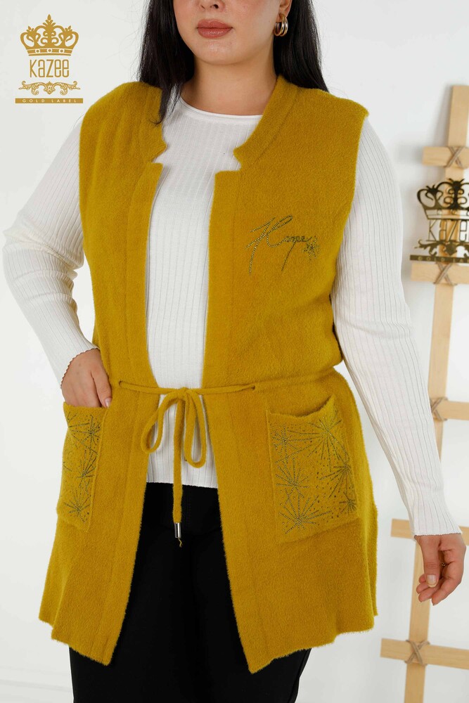 Gilet Femme Deux Poches Moutarde - 30582 | KAZEE - 2