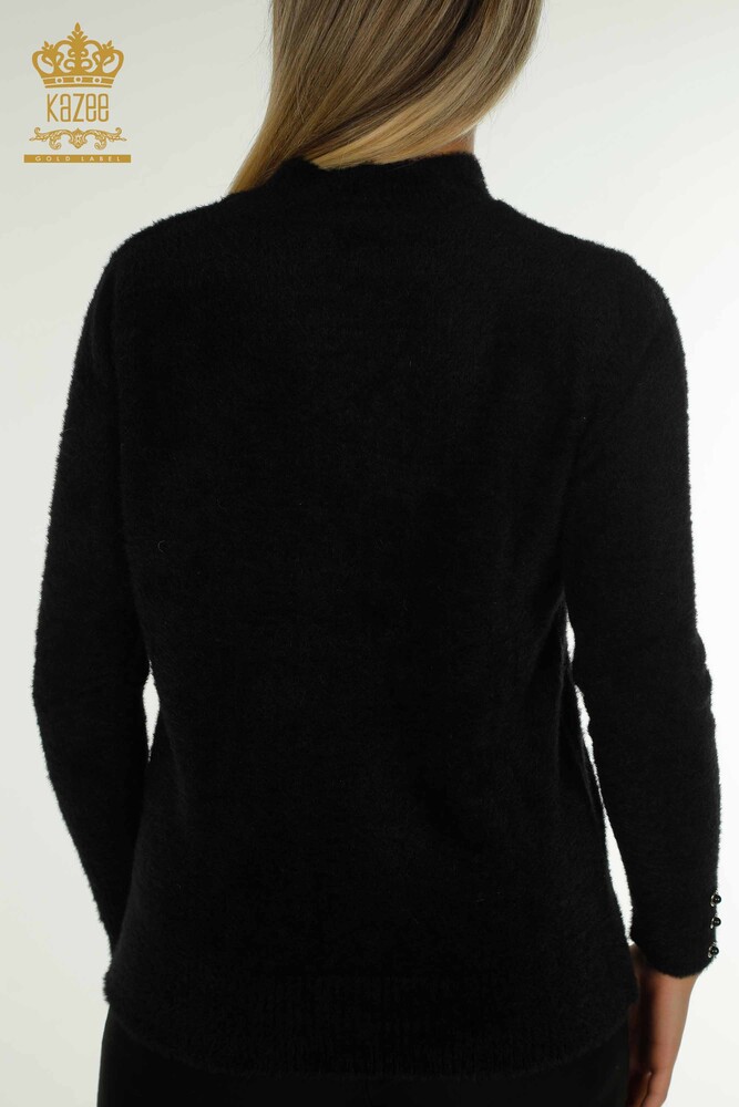 Vente en gros de tricots pour femmes pull Angora bouton détaillé noir - 30667 | KAZEE - 6